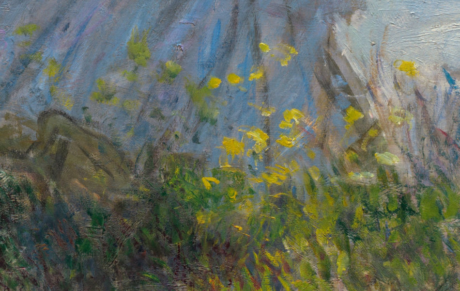 Woman with a Parasol - Array of flowers and plants